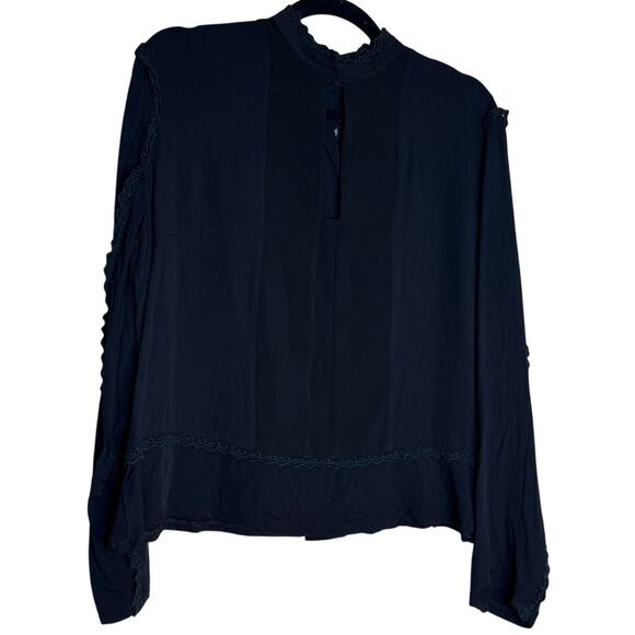 Three of Something Blouse Womens XL Black Lace Long Sleeve Business Casual - Picture 1 of 13